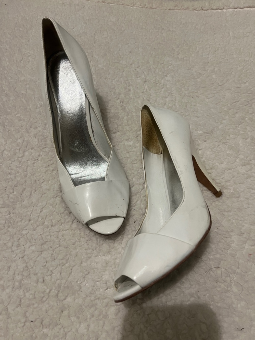 Aldo White Peep-Toe Heels
